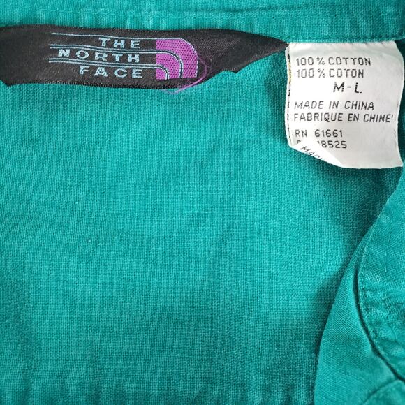 VINTAGE The North Face Mens SIZE M/L Green Button Down Shirt 70s 80s Long Sleeve - Picture 5 of 9
